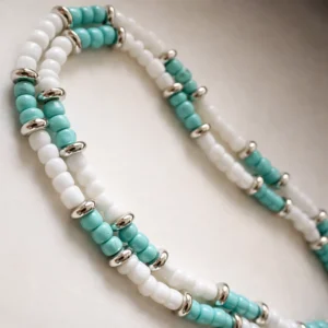 turquoise and white barefoot sandal foot jewelry