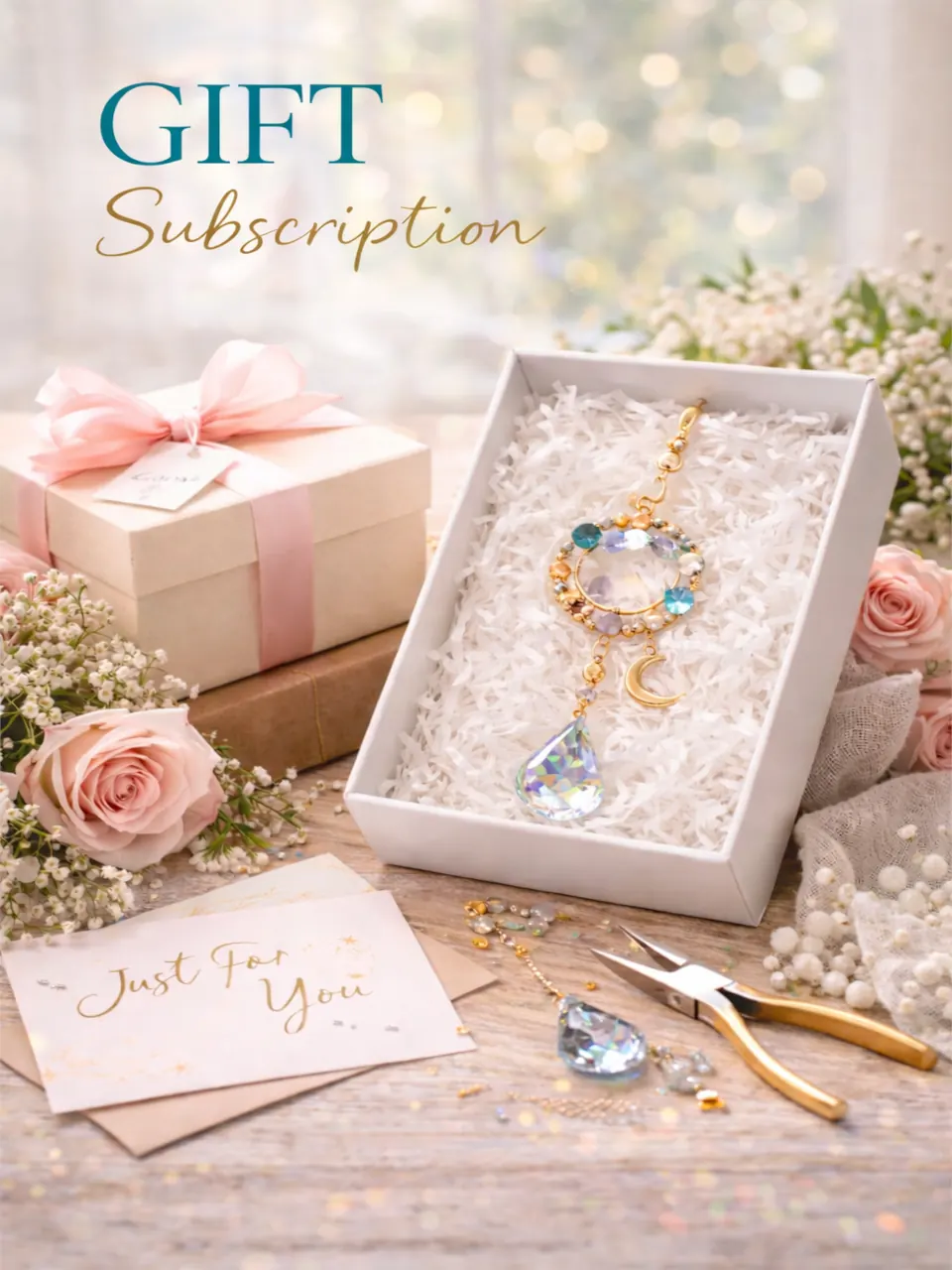 Gift subscription featuring handcrafted suncatchers presented as a thoughtful Suncatcher Parties gift