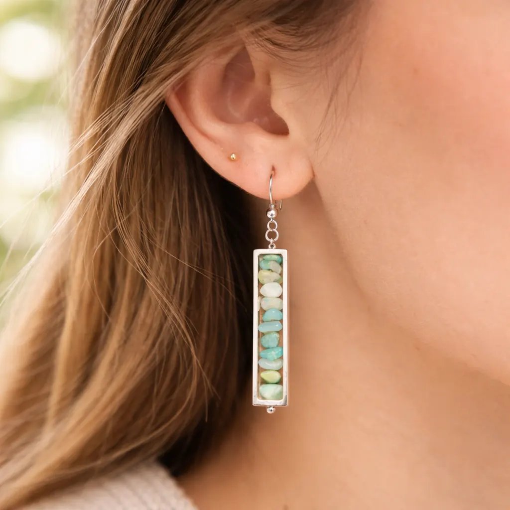 Natural Stone Bar Earrings - Image 3